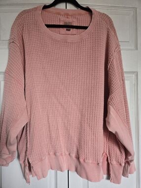 AE "This Feels Seriously Soft" Oversized Waffle Knit Crewneck – Washed Peack XL